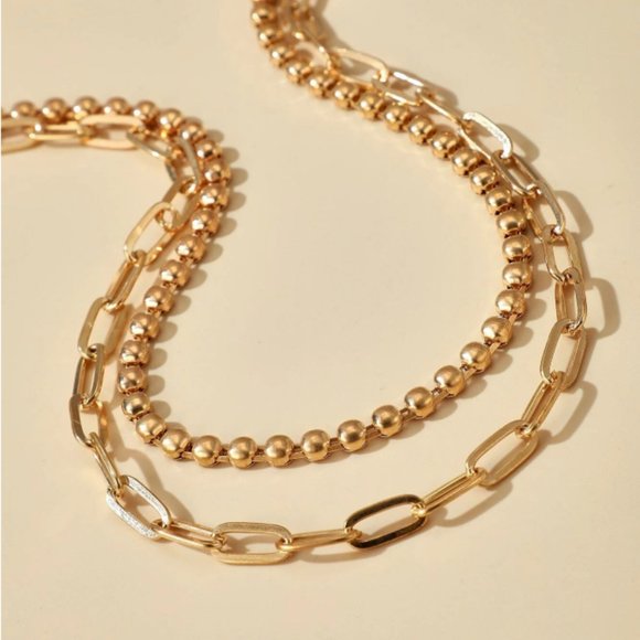 !!!or $25 Gold Color Two Layer Link Chain Necklace - Picture 2 of 5